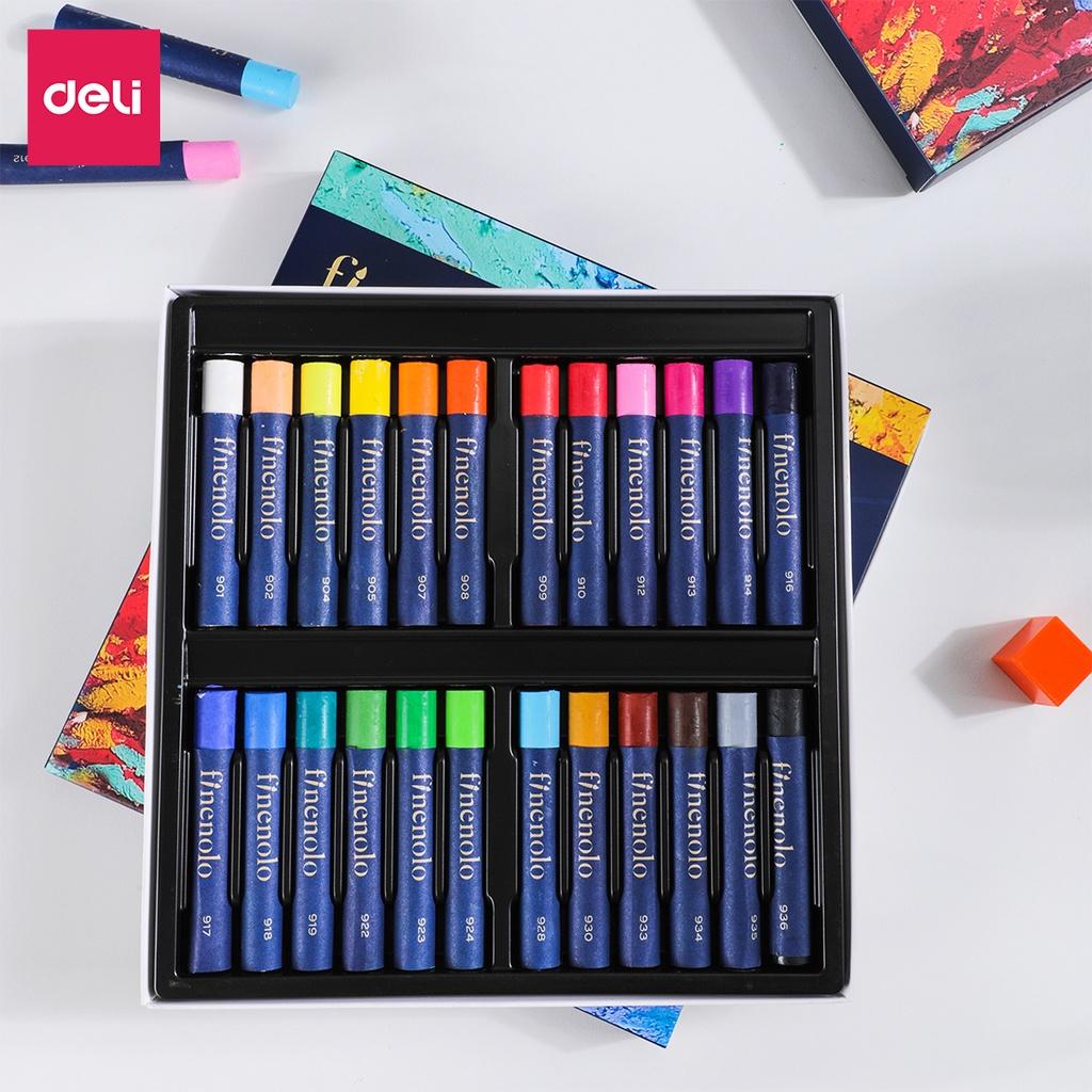 Bút Màu Sáp Dầu Chuyên Nghiệp Oil Pastels Phiên Bản Cao Cấp Finenolo Vẽ Tranh Tô Màu Học Sinh Deli - Hộp Giấy Hiện Đại Chất Mềm Mịn - EC212 