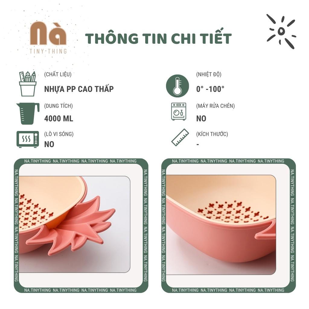 Rổ nhựa hai lớp dùng rửa rau củ trái cây hình quả thơm phong cách Hàn Quốc