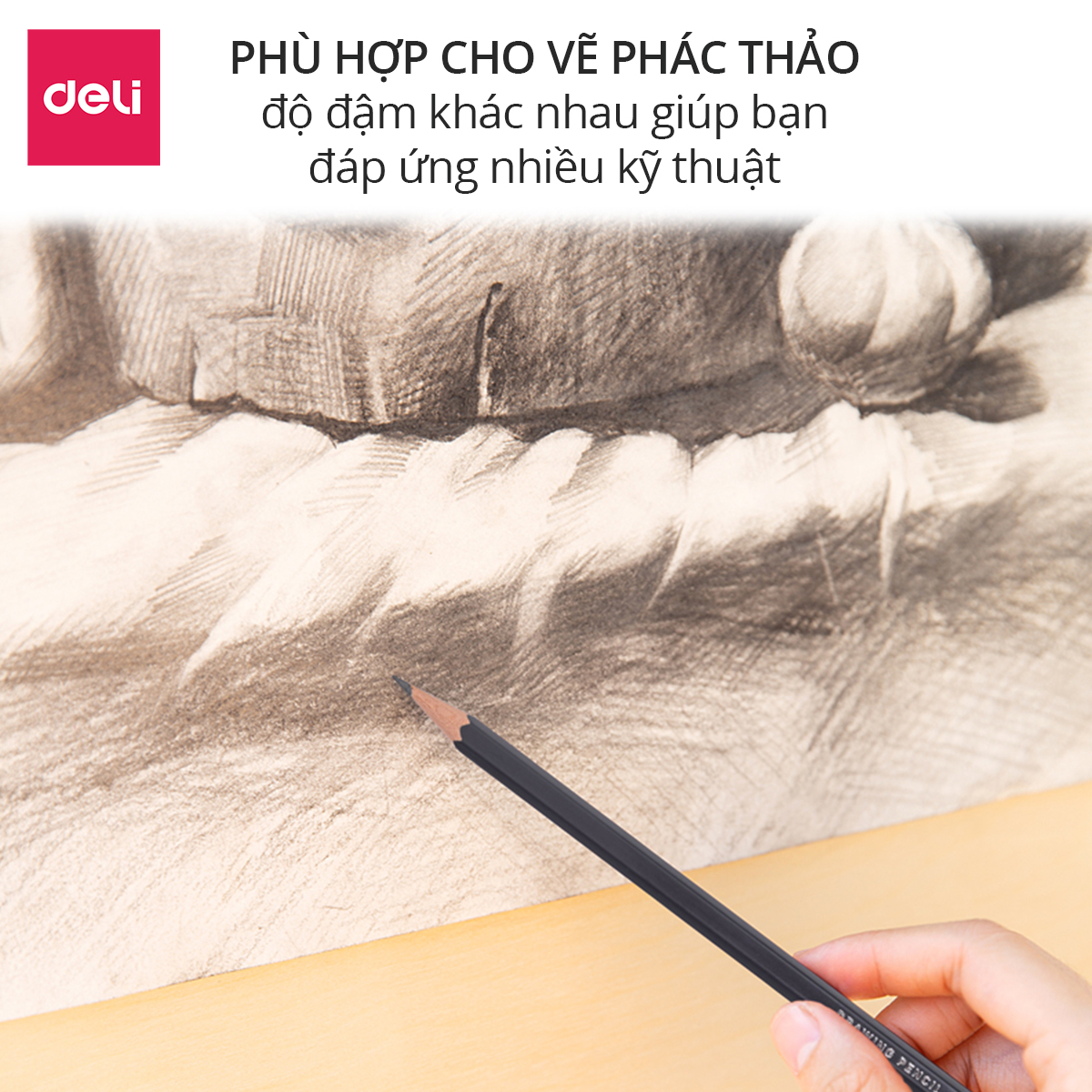 Bút chì phác thảo phiên bản cao cấp Deli - 2H, HB, 2B, 4B, 6B, 8B - 1 chiếc - S998