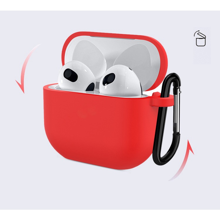 Case Ốp Gel Silicon Dành Cho Airpods 3 Có Nắp Đậy Cổng Sạc-Kèm Móc Khóa- Hàng Chính Hãng