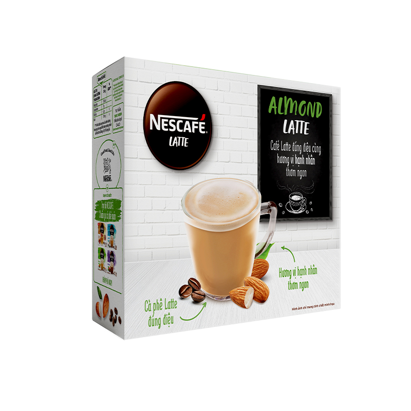 Combo 3 Hộp Cà phê hòa tan NESCAFÉ Latte Sữa Hạt Vị Hạnh Nhân (Hộp 10 gói x 24g)