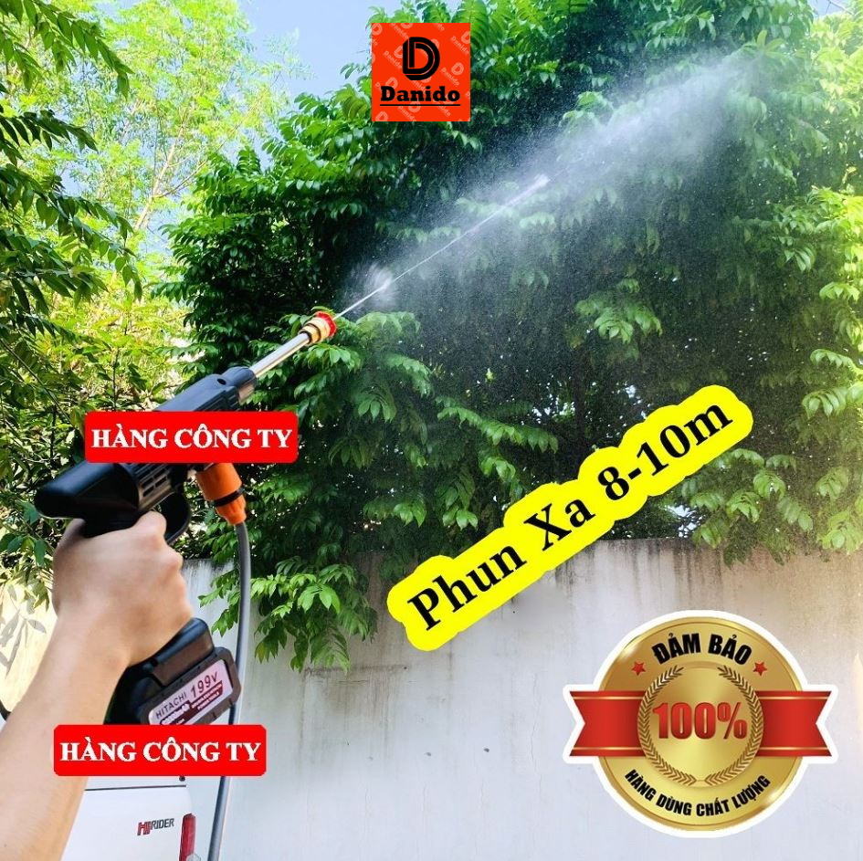 Máy Rửa Xe Dùng Pin HITA 199V - Động Cơ Lõi Đồng Mạnh Mẽ - Chuẩn Hàng Công Ty - D Danido