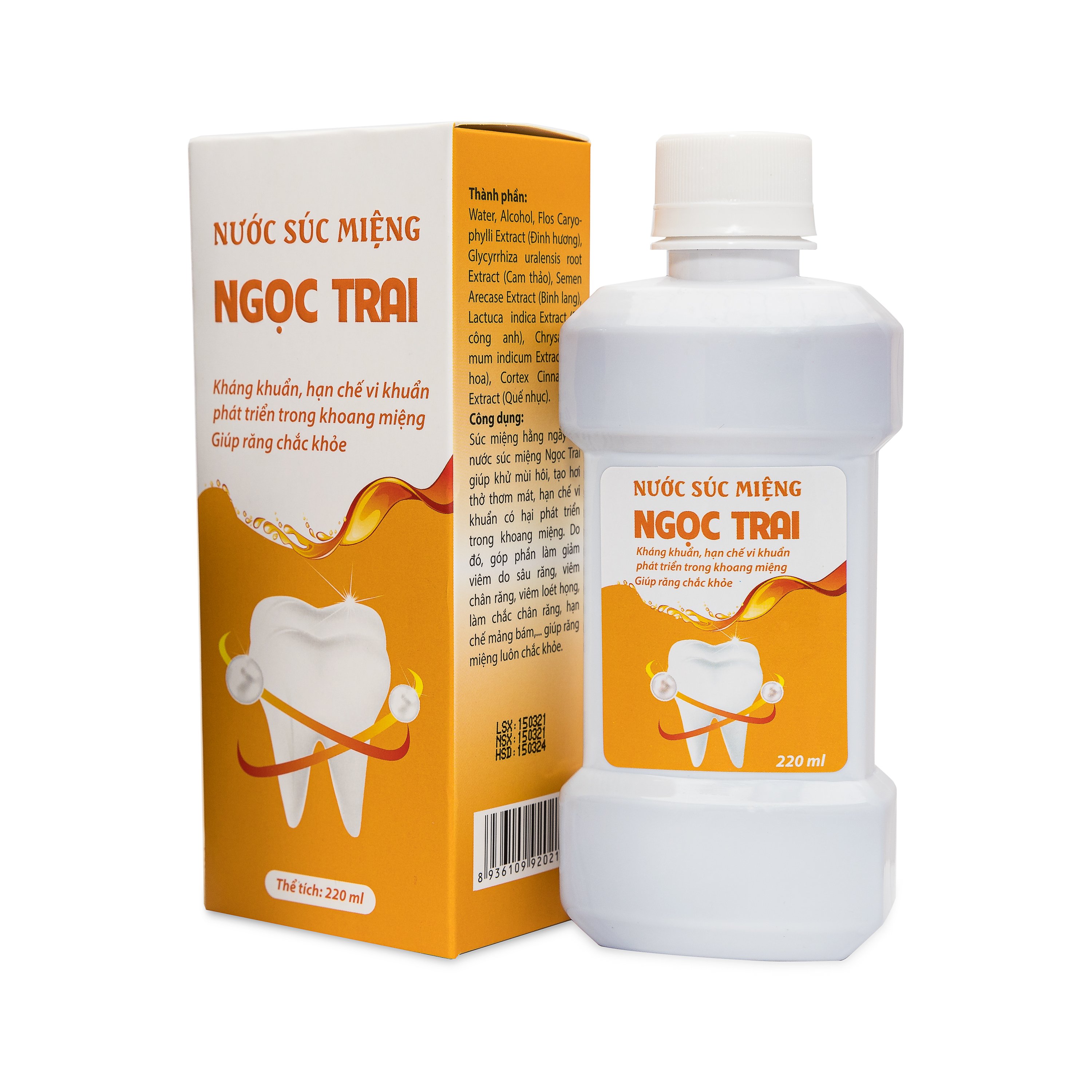 Nước súc miệng Ngọc Trai MT Pharco thảo dược giảm hôi miệng, kháng khuẩn 220ml