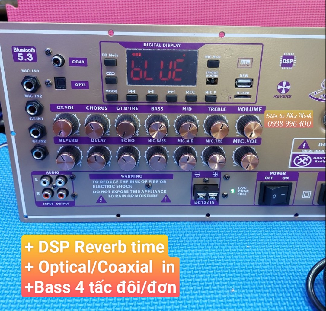 Mạch LOA kéo DSP Reverb Time  - Có Optical / Coaxial - Bass 40 đôi - 50 đôi - KÍCH THƯỚC 19CMX38CM