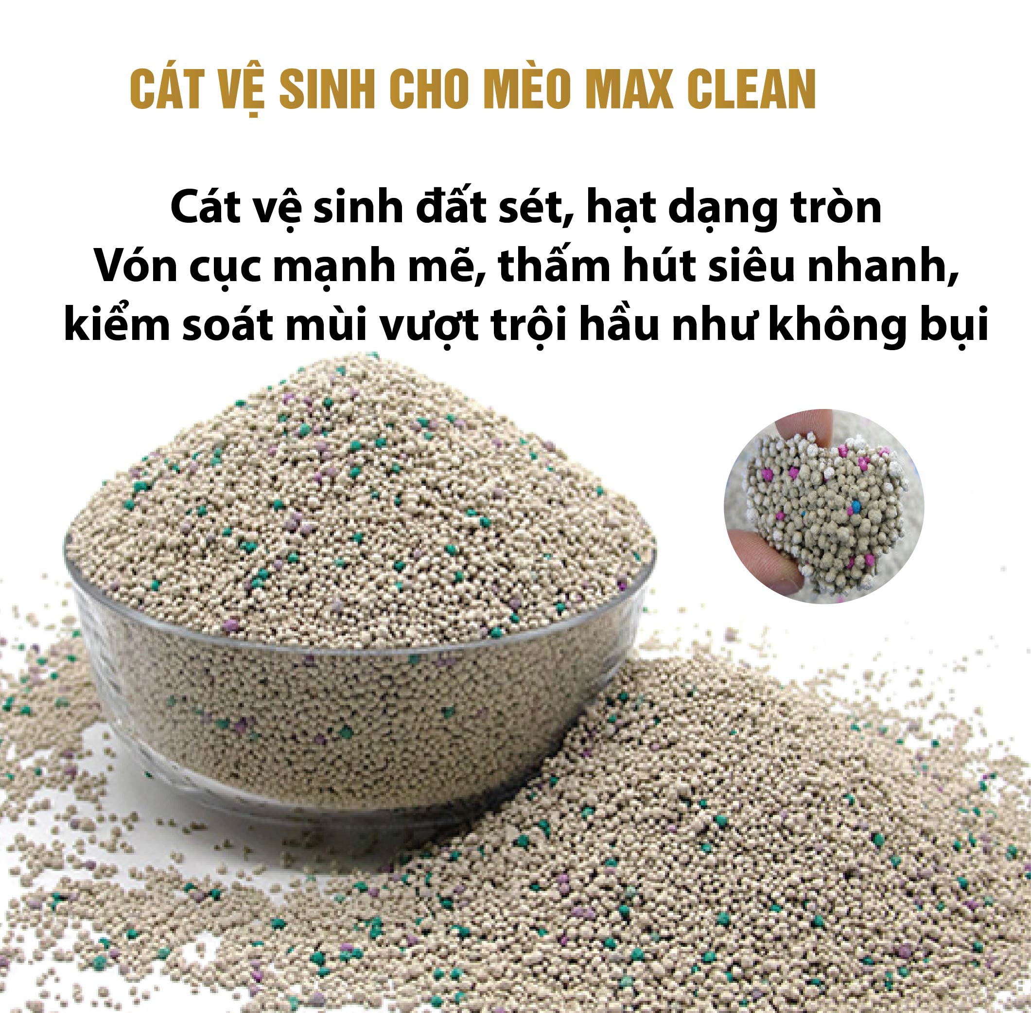 Cát Vệ Sinh Cho Mèo Cao Cấp Max Clean Hương CAFE Siêu Vón Siêu Ít Bụi, Trọng Lượng 4Kg