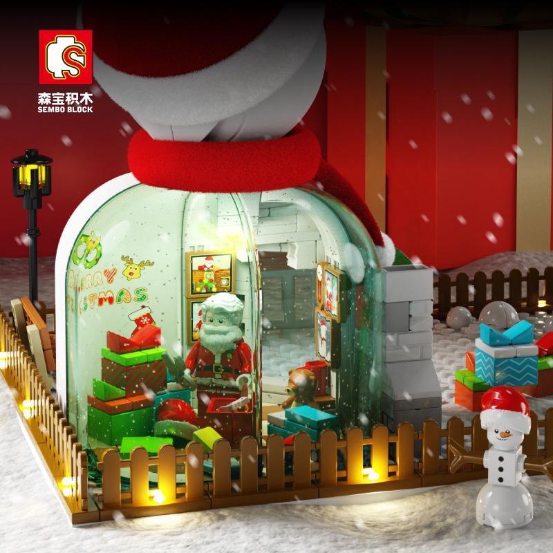 Đồ chơi Lắp ráp Noel Giáng sinh, Sembo block 611056 Ngôi nhà người tuyết, quà ông già Santa