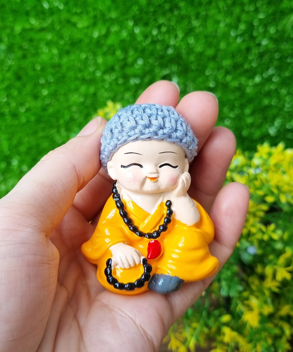 Bộ 04 tượng Tứ Không mẫu có đeo chuỗi đội nón len size 5cm