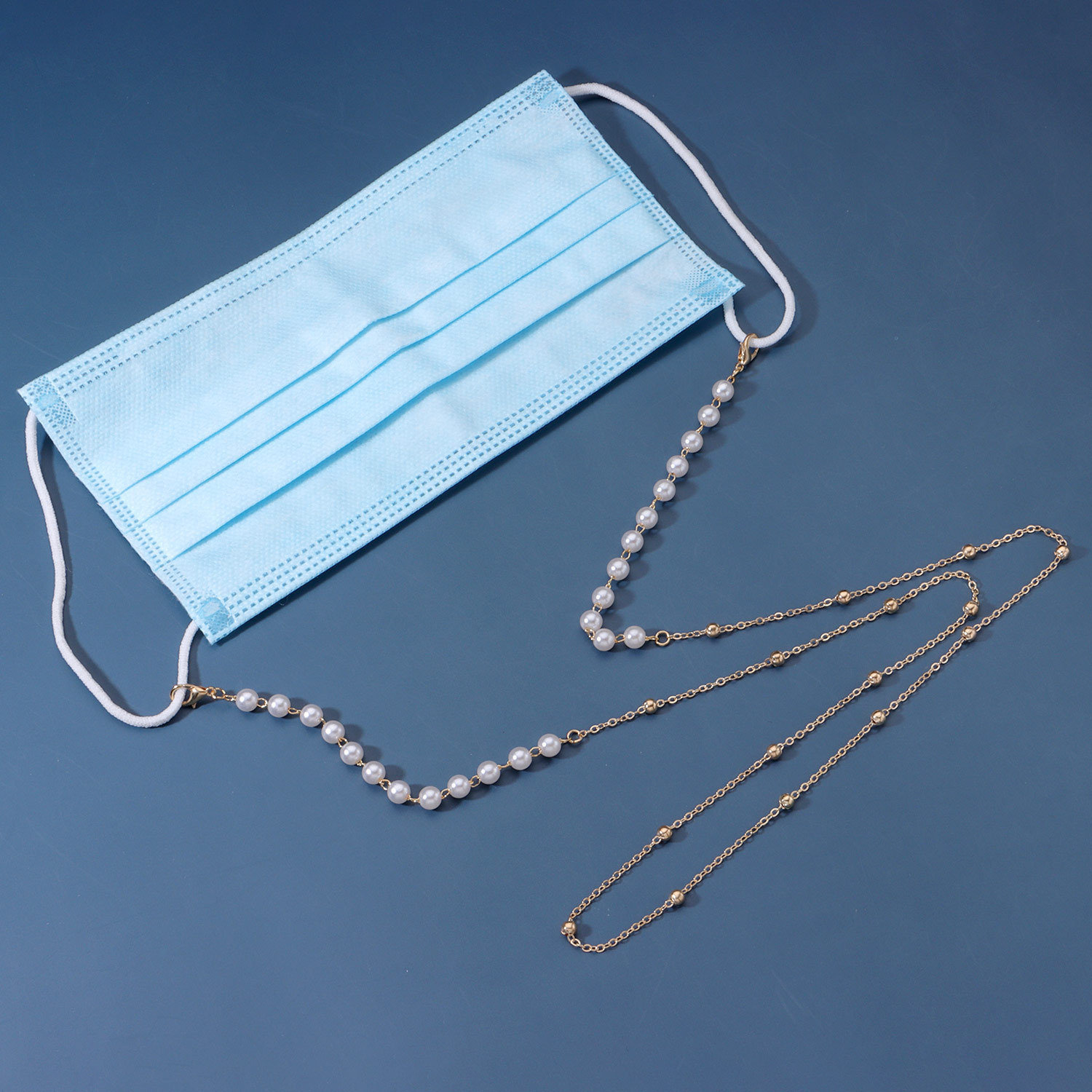 Dây đeo gọng kính chuỗi hạt châu mix chain kim loại hạt phụ kiện unisex