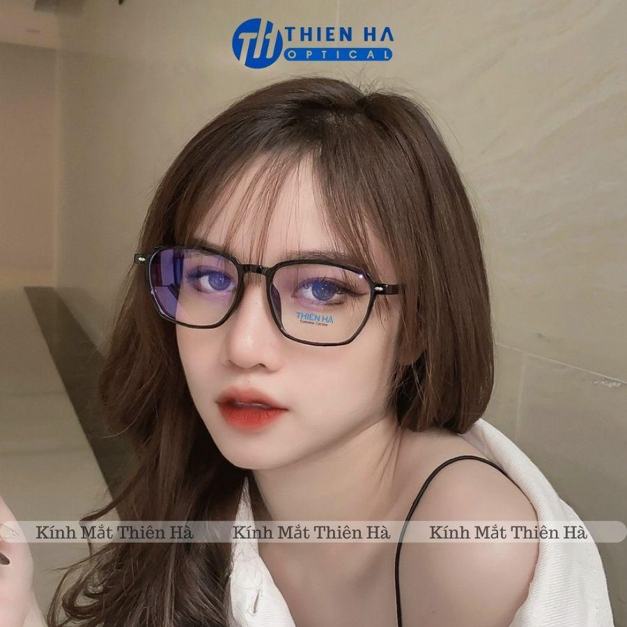 Gọng kính nam nữ vuông Thiên Hà Optical chất liệu nhựa cao cấp gọng cốt thép chắc chắn trẻ trung hợp cả cận nặng TH8246