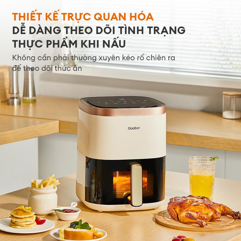Nồi chiên không dầu màu Pastel Gaabor AF50T-WH01A dung tích 5 lít công suất mạnh 1400W - Hàng chính hãng
