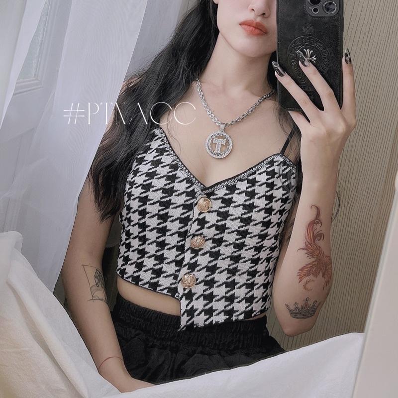 ᴾᵀᴺᵃᶜᶜ Dây chuyền bạch kim xoắn lá phối mặt T đá paget