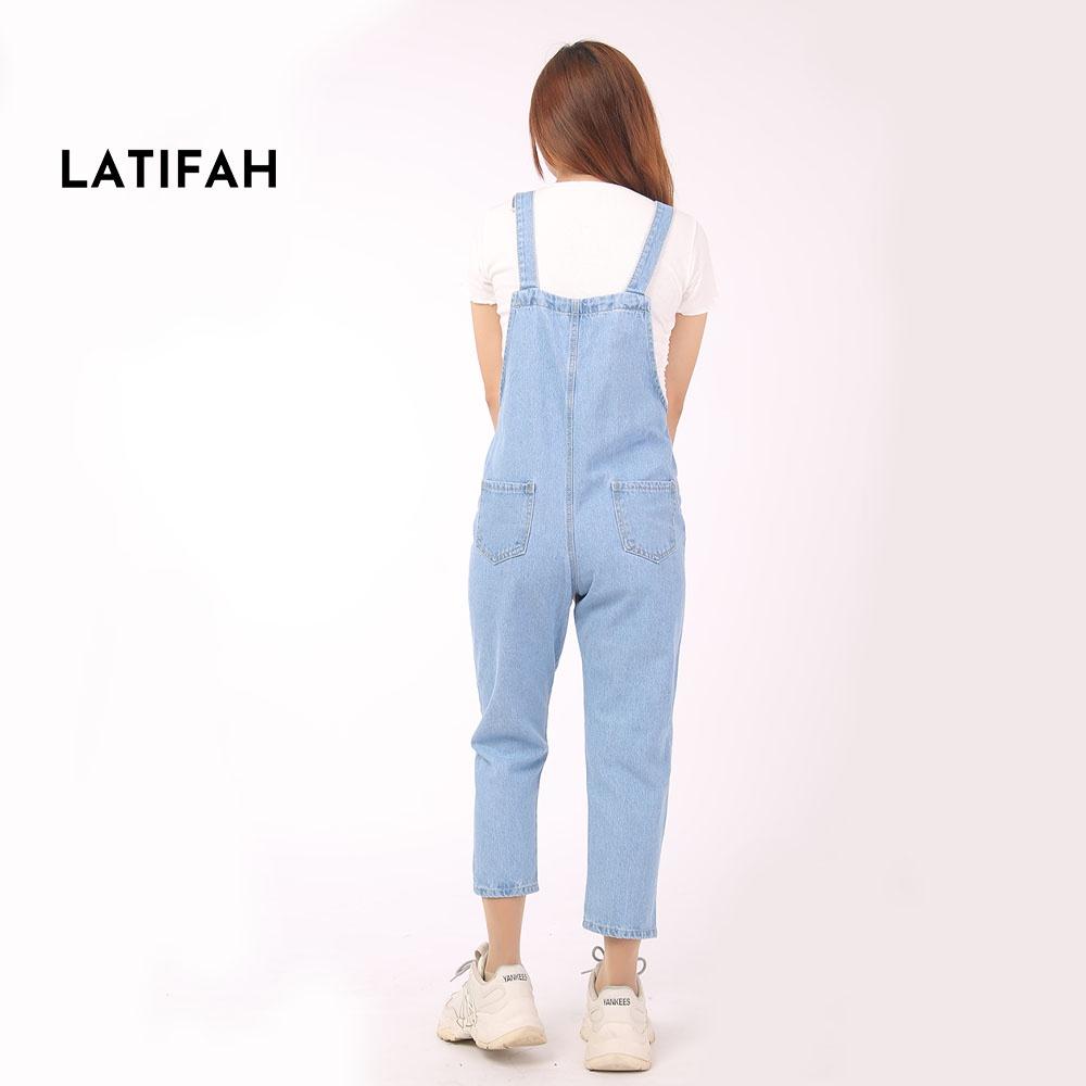 Quần yếm jean dài nữ LATIFAH rách có nắp YJ006 phong cách ulzzang hàn quốc