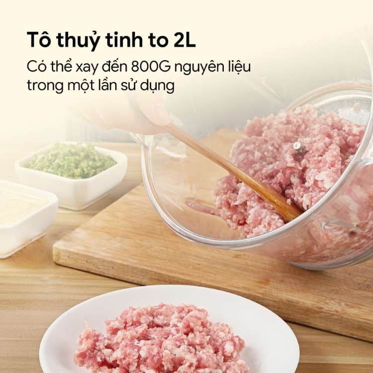 Máy Xay Thịt Đa Năng Mishio MK388 - Cối Thủy Tinh 2L, Xay Nhuyễn Mọi Loại Thực Phẩm, Đa Dụng, Tiện Lợi - hàng chính hãng