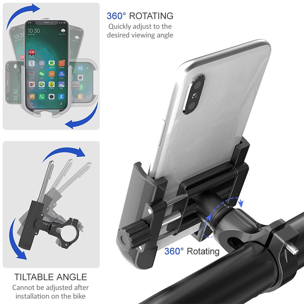 Giá đỡ điện thoại cho xe đạp bằng nhôm xoay 360 độ Có thể điều chỉnh chống trượt