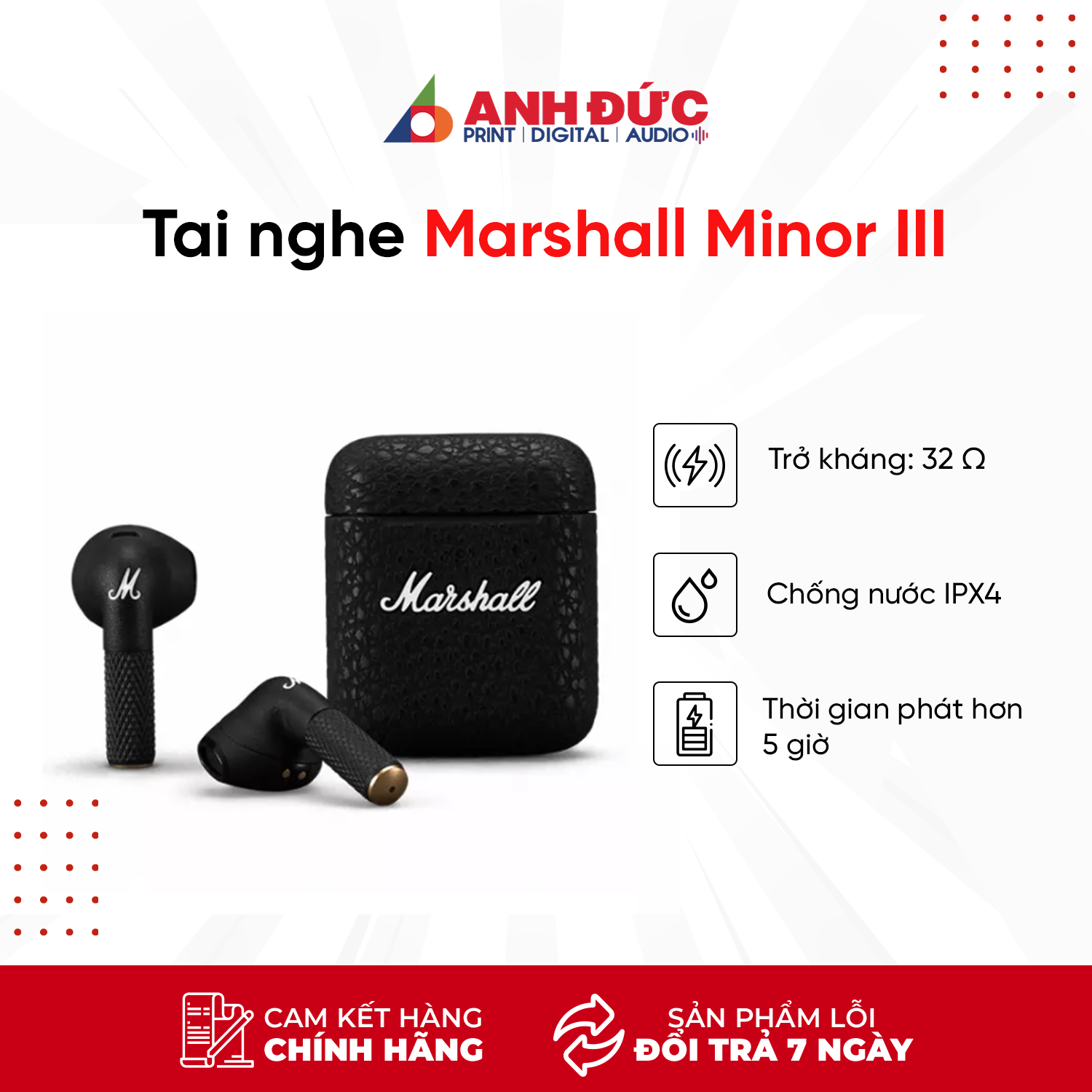 Tai Nghe True Wireless Marshall Minor IV - Hàng Chính Hãng