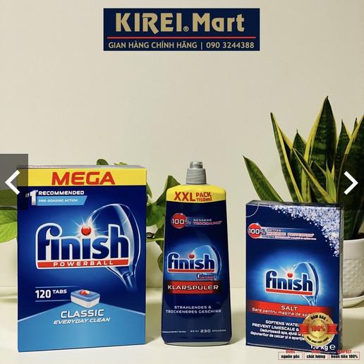 Combo - Viên rửa bát Finish 120 viên + Muối làm mềm nước 1.5kg + Nước Bóng 750ml