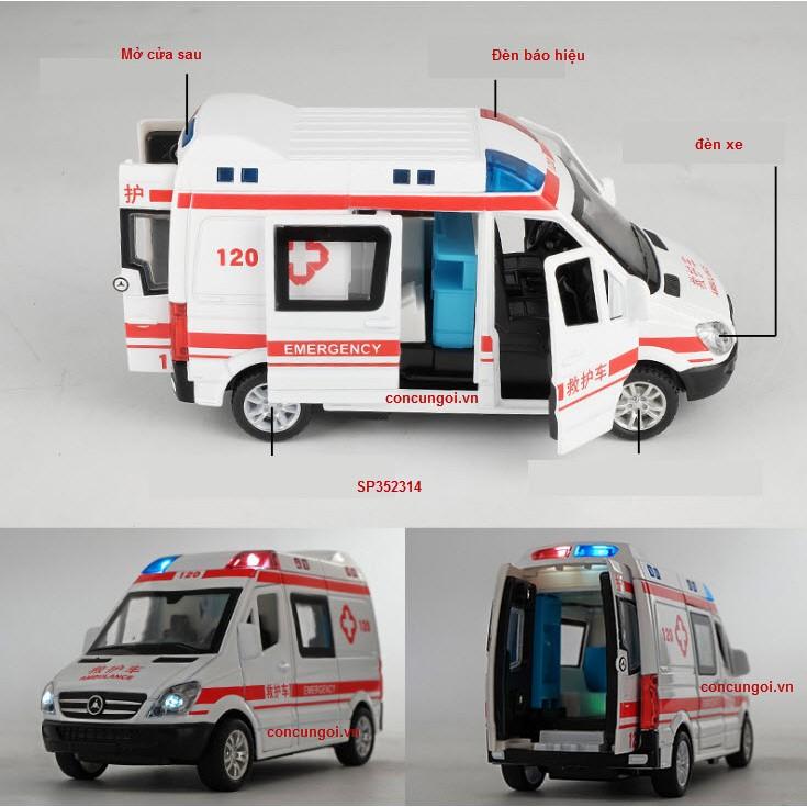 Đồ chơi xe sắt pin trớn Ambulance 120, Police 110 âm thanh, đèn, mở cửa, 8909 - SP352314