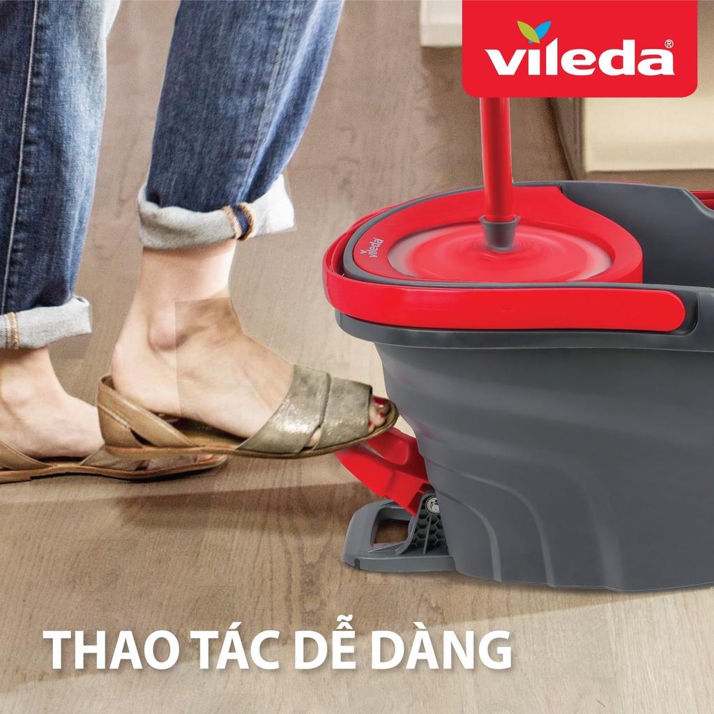 Cây lau nhà VILEDA Turbo Easy Wring&Clean đầu lau tam giác, xô giặt quay bằng chân