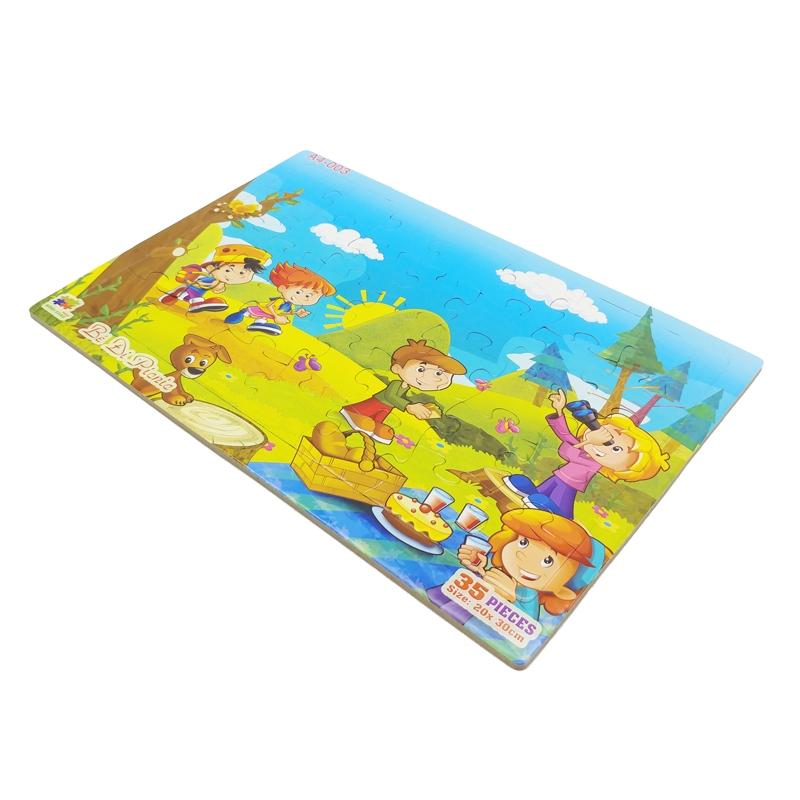 Bộ Xếp Hình Khổ A4 Puzzle Minh Châu 35-03 - Bé Đi Picnic (35 Mảnh Ghép)