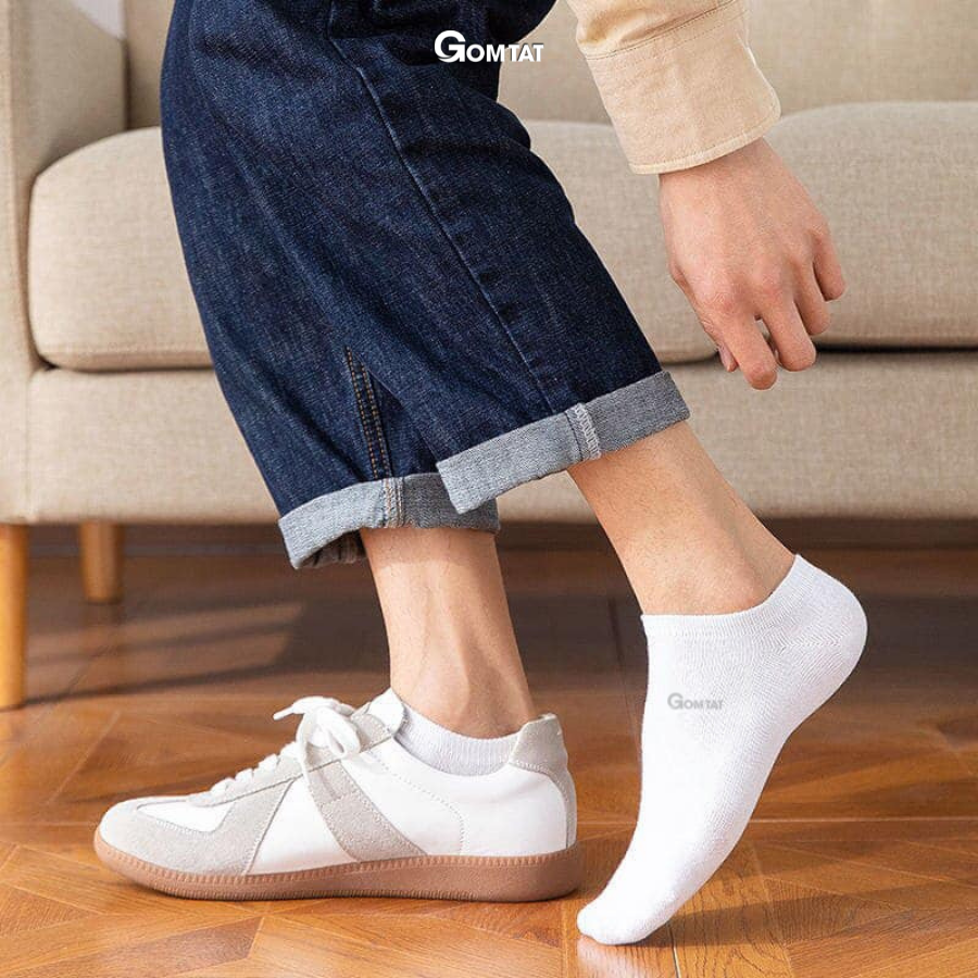 Tất Trơn Cổ Ngắn Nam Nữ GOMTAT, Vớ Cổ Ngắn Unisex Trơn Màu Vải Cotton Chuẩn Xuất Nhật - TRONNGAN-VNXK