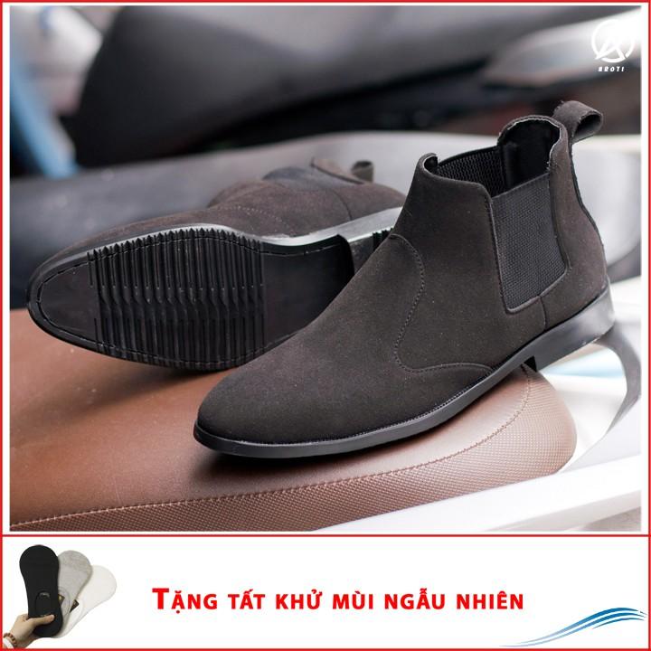 Giày Chelsea Boot Cổ Chun Da Búc Màu Đen Cực Đẹp - Giày Chelsea Boot CB520-bucdenchun(T)- Kèm Tất Khử Mùi Ngẫu Nhiên