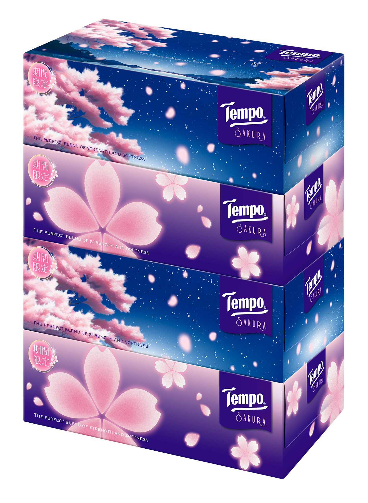 Lốc 4 Khăn Giấy Hộp Tempo 86 Tờ - Hoa Anh Đào