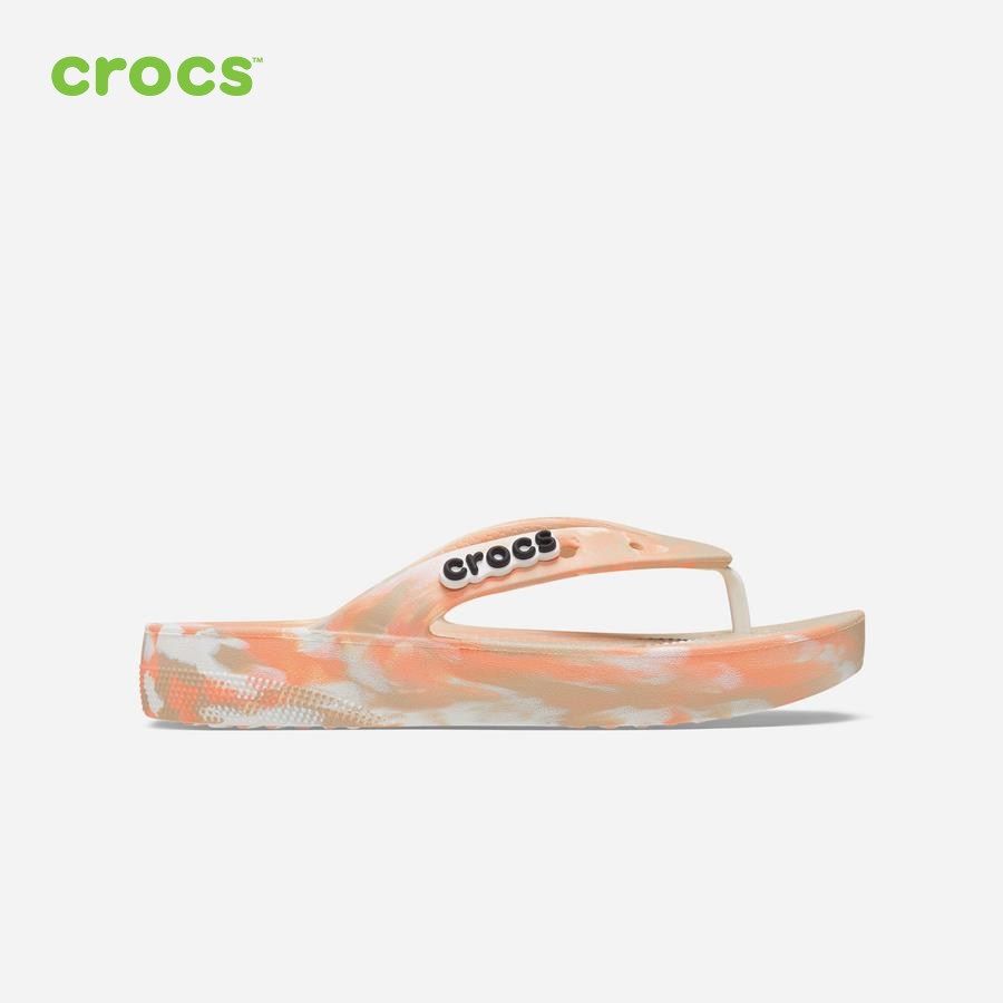 Dép xỏ ngón nữ Crocs FW Classic Flip W Platform Marbled Chai/Mlt - 207824-2ZM