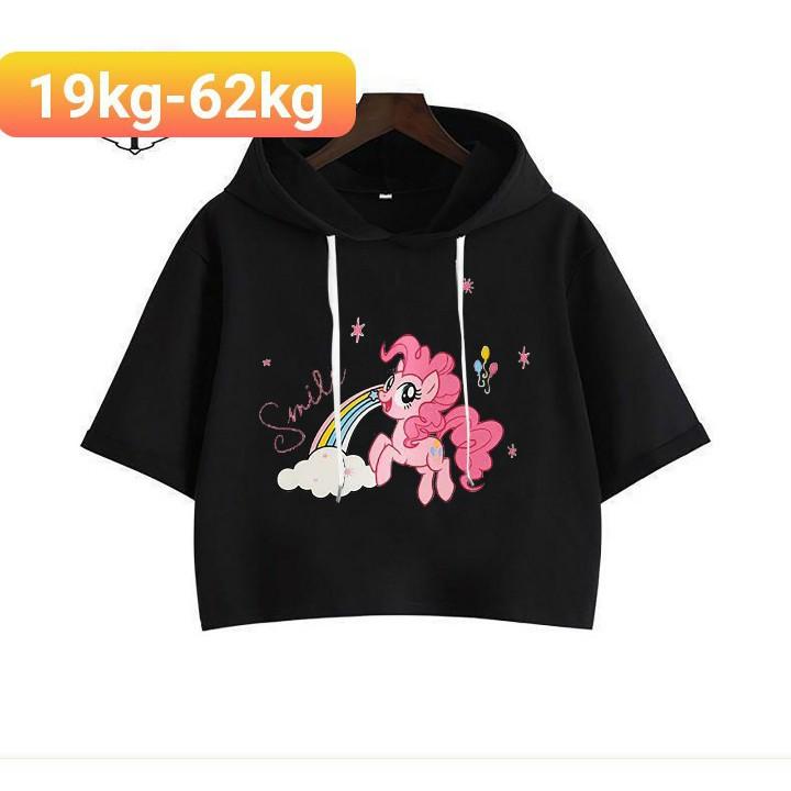 Áo hoodie bé gái kiểu croptop chất thun cotton mịn mát size từ 40kg-63kg