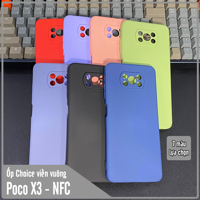 Ốp lưng cho Xiaomi Poco X3 NFC Choice viền vuông dẻo lót nhung che camera
