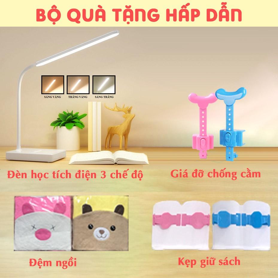 Bàn học cho bé chống gù chống cận thông minh R8 TẶNG ĐÈN HỌC, ĐỆM NGỒI, CHỐNG CẰM VÀ KẸP GIỮ SÁCH