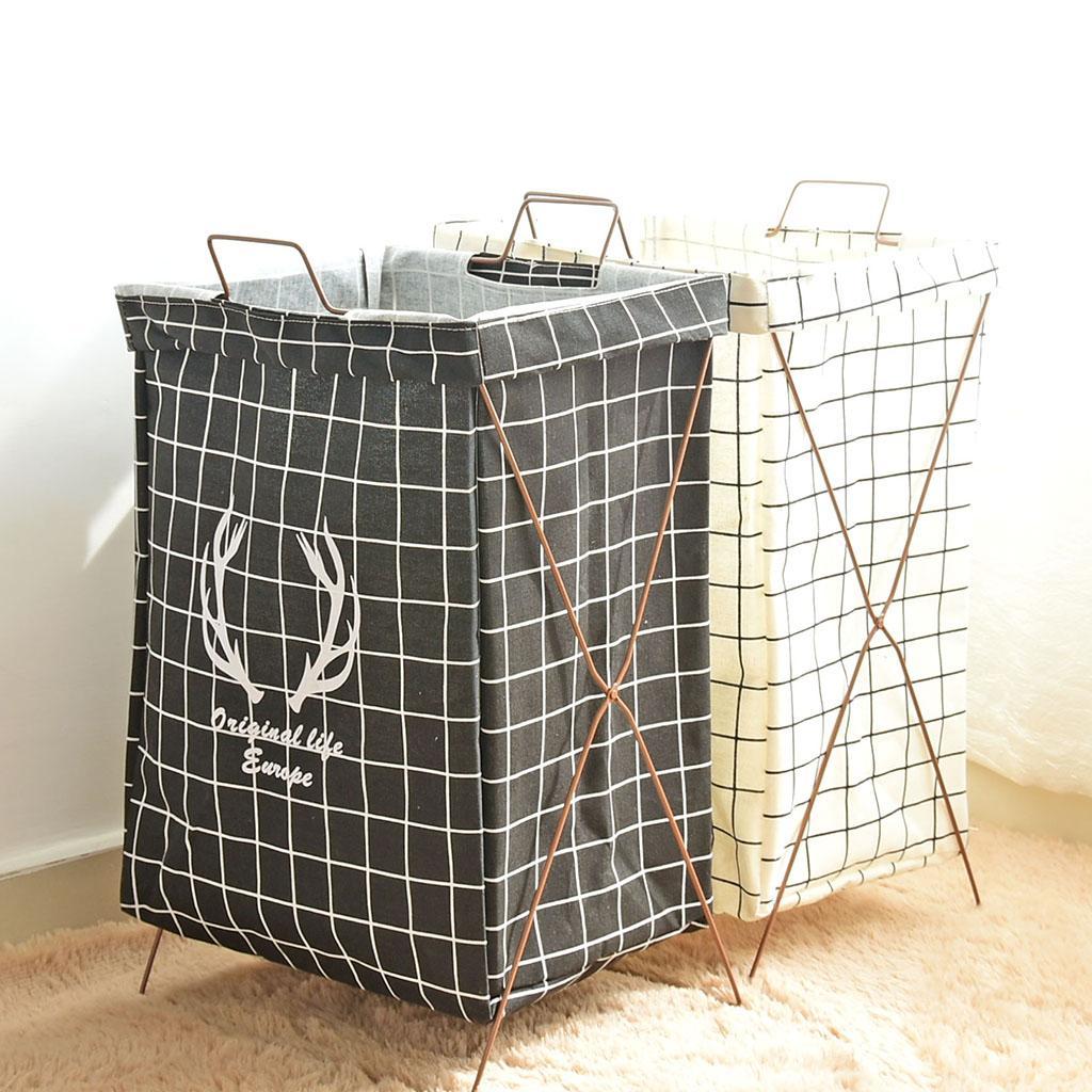 Collapsible Households Storage Basket Laundry Hamper X-frame Basket 56x33cm