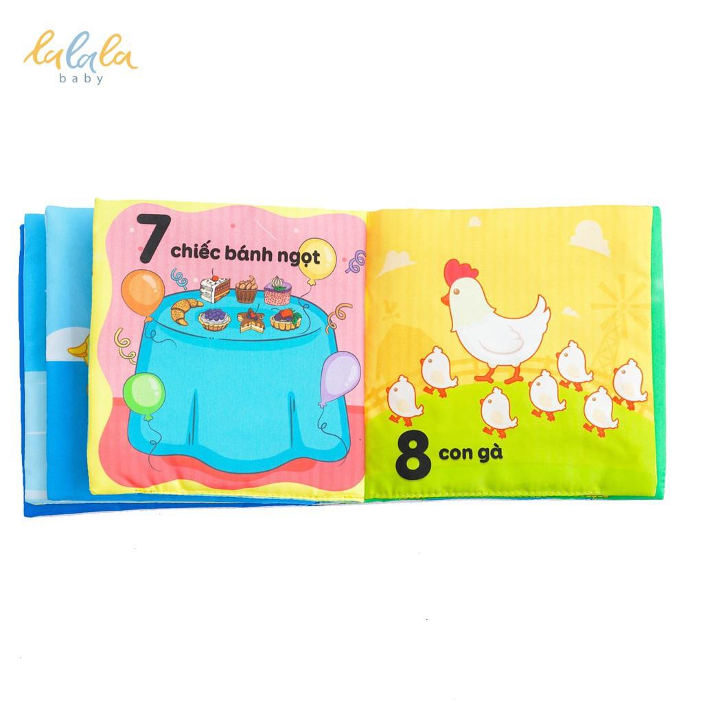Combo 2 cuốn sách vải Lalala baby, kích thích đa giác quan, kích thước 15x15cm 12 trang