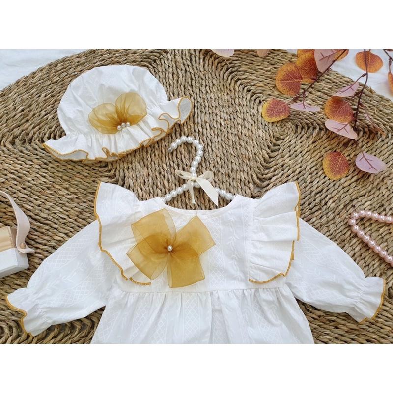 Bodysuit Nơ Handmade Bé Gái 3 Đến 12kg Chất Thô Nhật