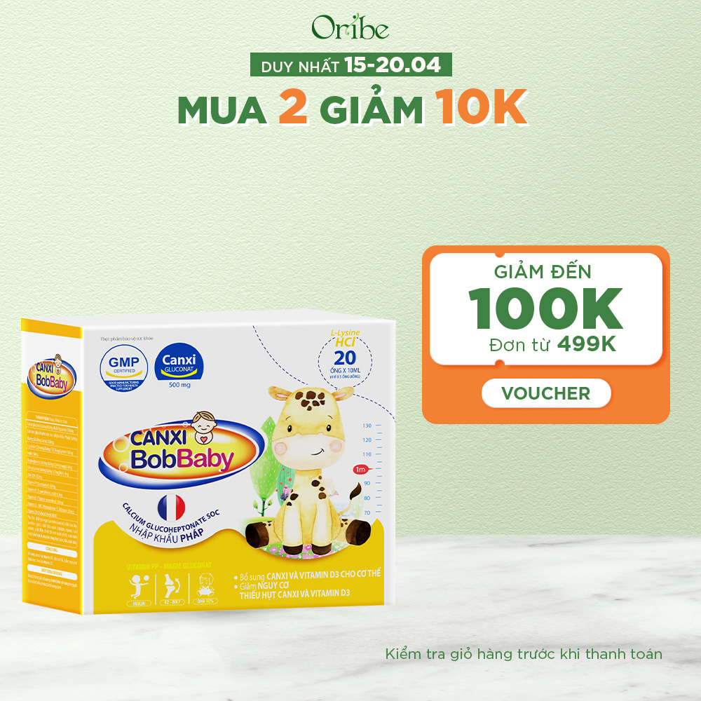 Ống Uống Canxi Cho Bé Canxi BobBaby Dân Khang Hỗ Trợ Tăng Chiều Cao Phát Triển Xương Cho Bé Hộp 20 Ống