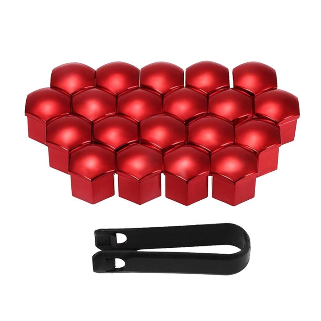40pcs 17mm Deep Wheel Chrome Lug Center Cover Tyre Screw Decor Red