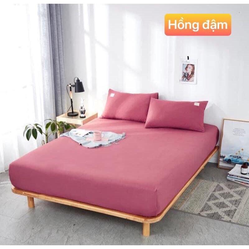 Bộ Ga giường, ga gối TC trơn 1 mầu gồm 1 ga và 2 áo gối nằm