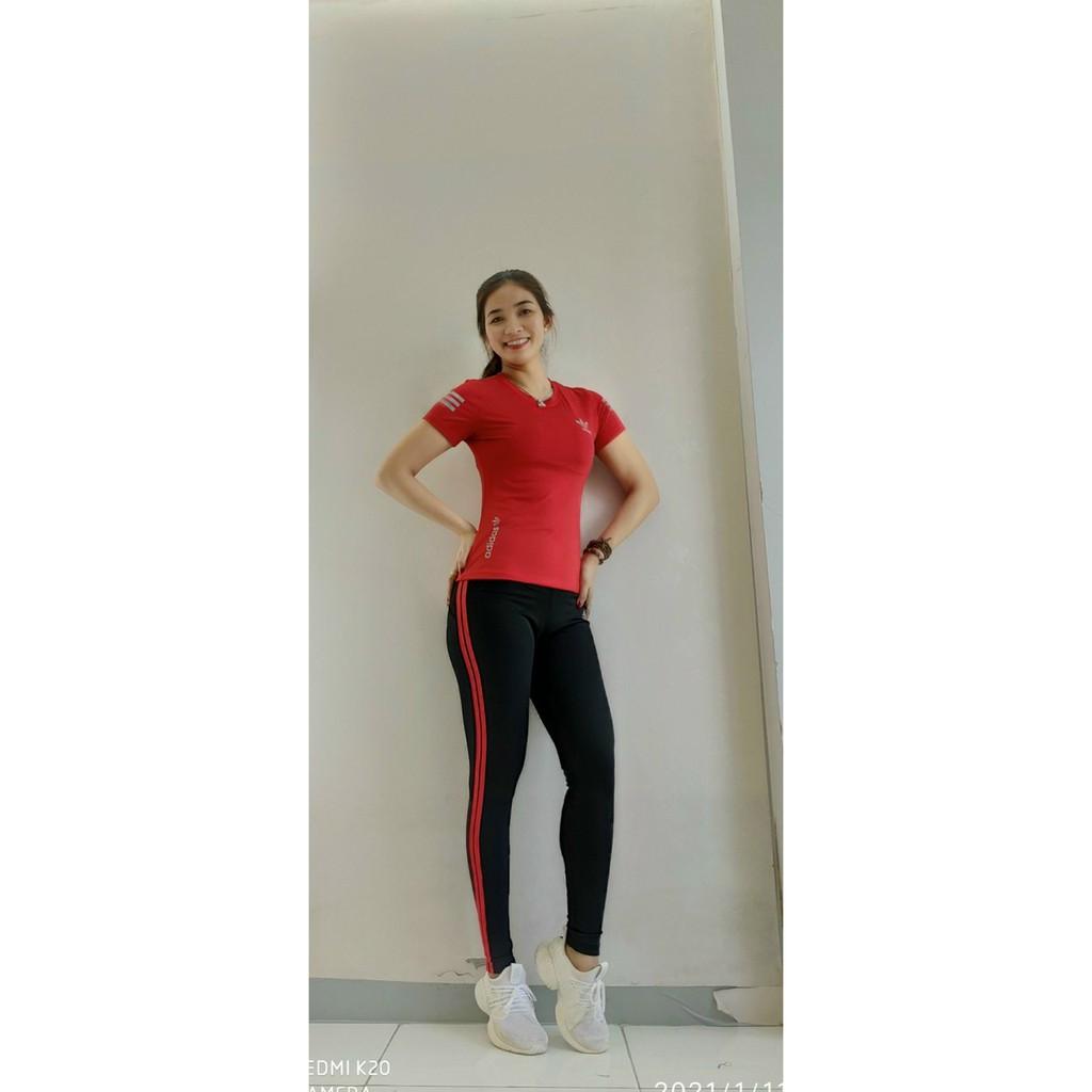 Bộ đồ tập thể thao nữ quần sọc áo phủ bụng tập Gym Yoga Aerobic cao cấp