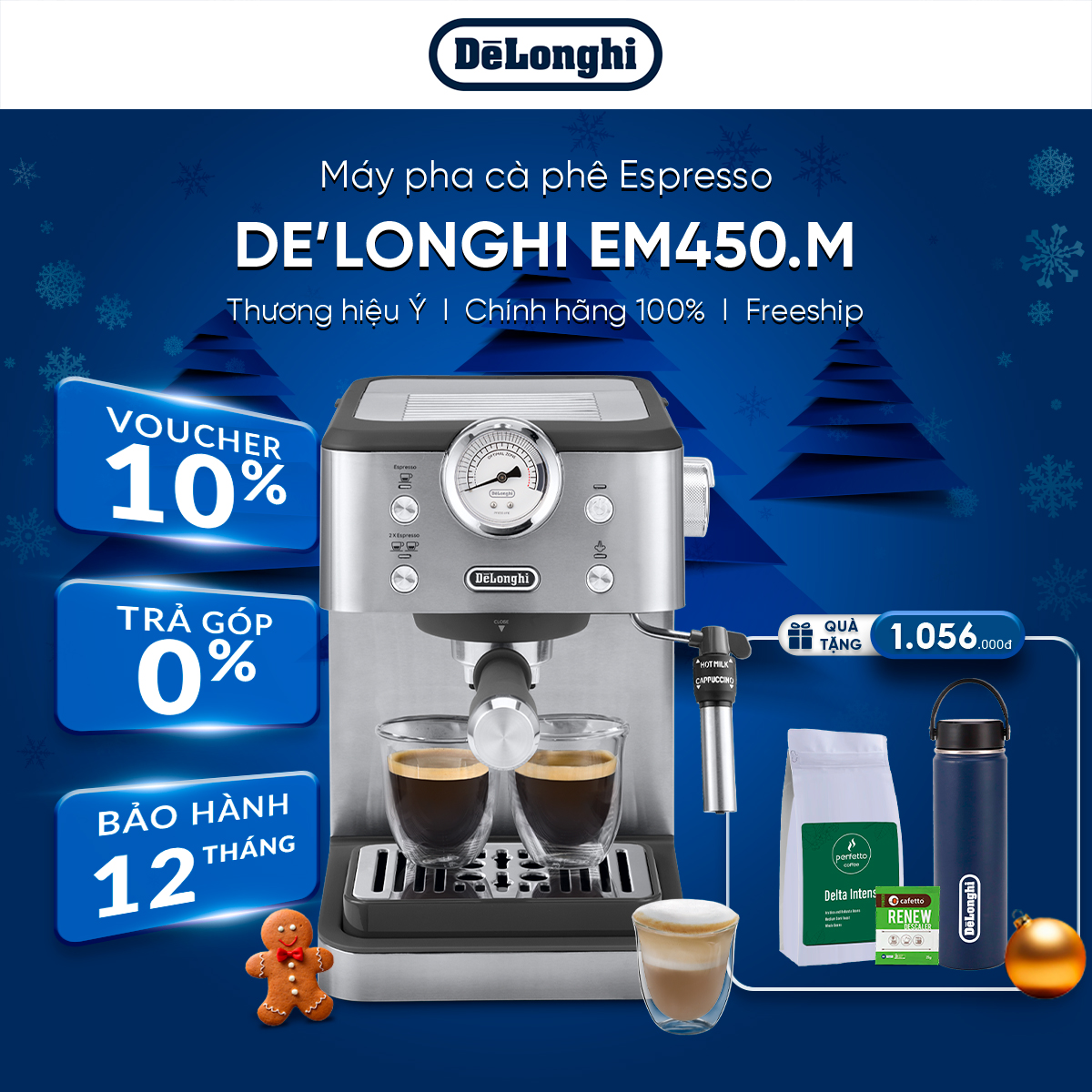 Máy pha cà phê espresso DeLonghi Classic EM450.M - Hàng chính hãng