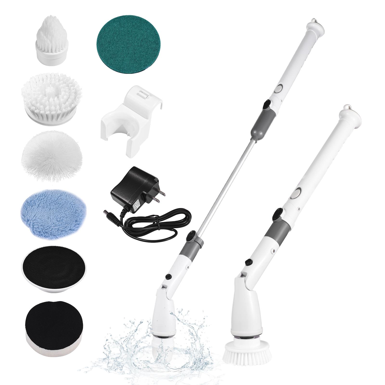 7 IN 1 Electric Spin Scrubber Cordless Handheld Cleaning Brush with Adjustable Extension Handle 6 Brush Heads