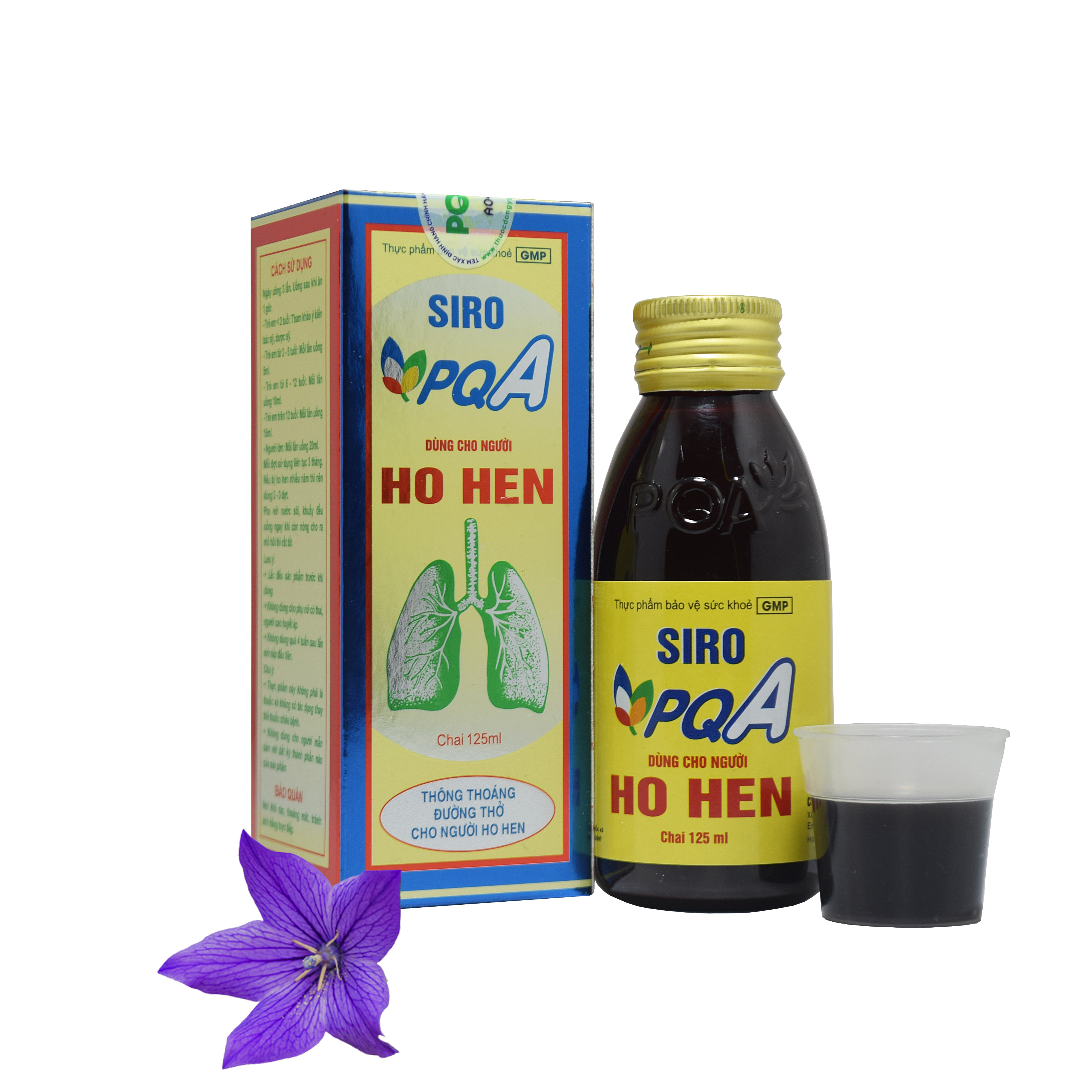 Combo 10 Hộp Siro Ho Hen PQA Thành Phần Từ Thiên Nhiên, Hỗ Trợ Thông Thoáng Đường Thở Cho Người Ho Lâu Ngày 125ml