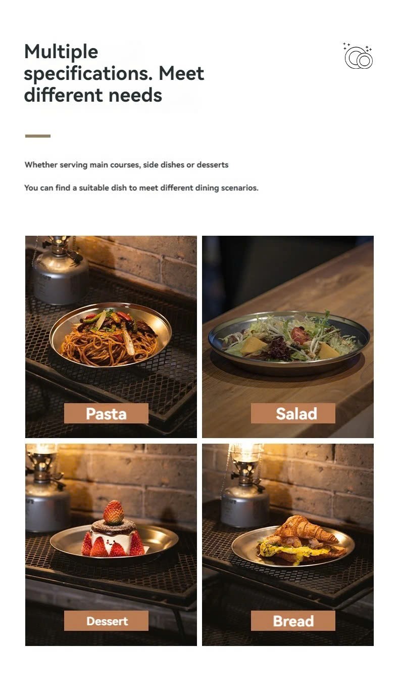 Đĩa ăn Inox cỡ lớn Campingmoon S397-20 / S397-21 / S397-22 / S397-23