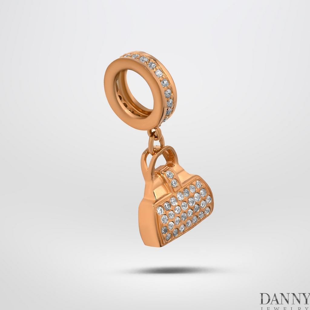 Charm Bạc 925 Danny Jewelry Đính Đá CZ Hình Túi Xách Xi Rhodium/Vàng hồng PK001S