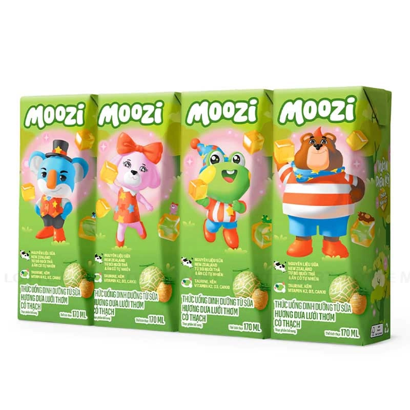 Thùng sữa Moozi Dưa lưới có thạch 170ml (48 hộp x 170ml)