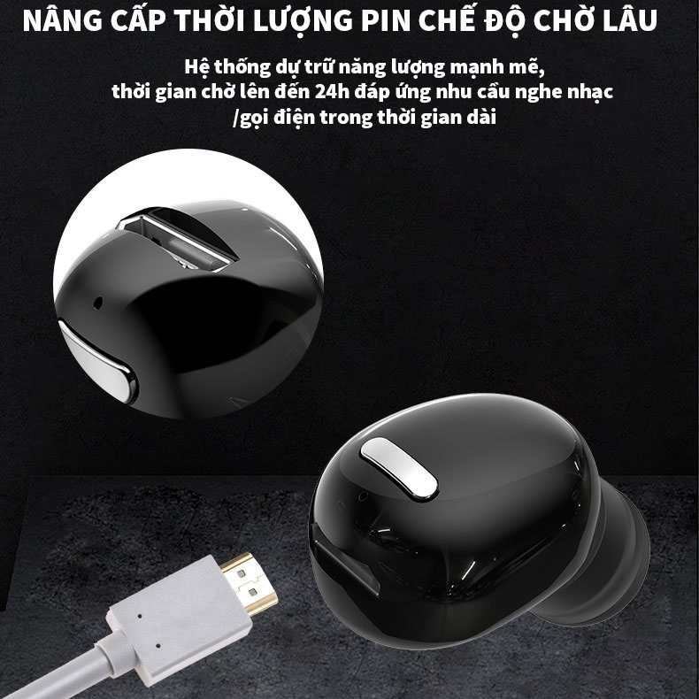 Tai nghe ĐƠN Bluetooth Hitoor HXT-5 TWS dual-pass 5.0 stereo thể thao tai nghe không dây tai nghe đơn siêu nhỏ - HÀNG NHẬP KHẨU