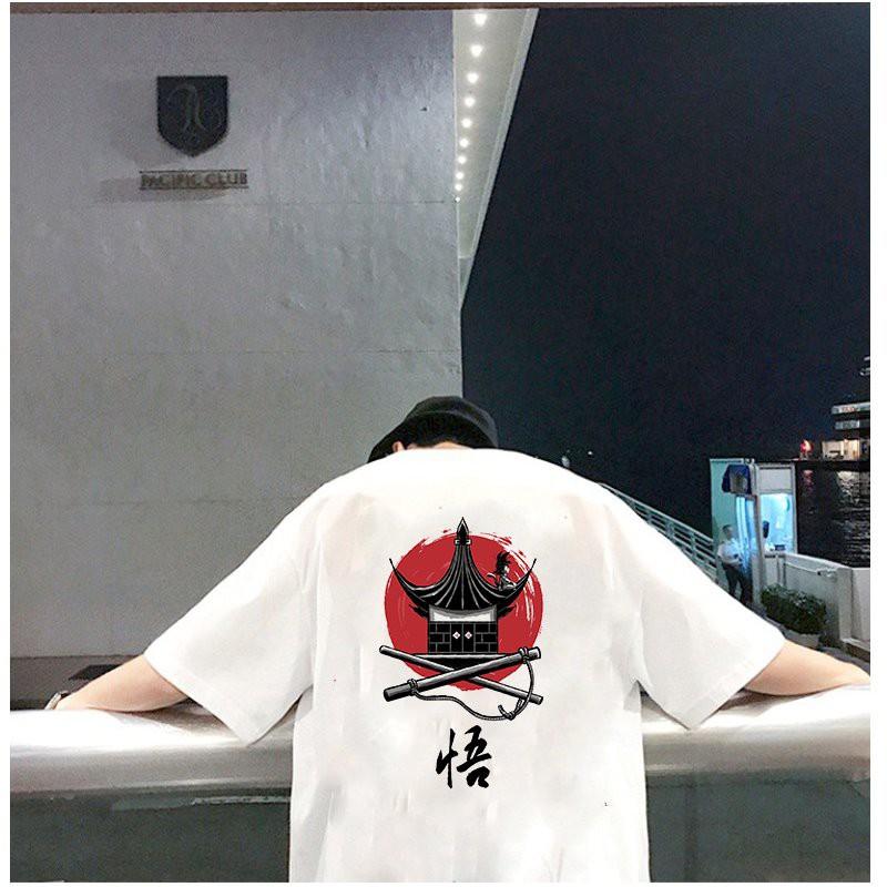Áo thun unisex form rộng họa tiết phong cách Nhật Bản vải dày mịn 2020T2446