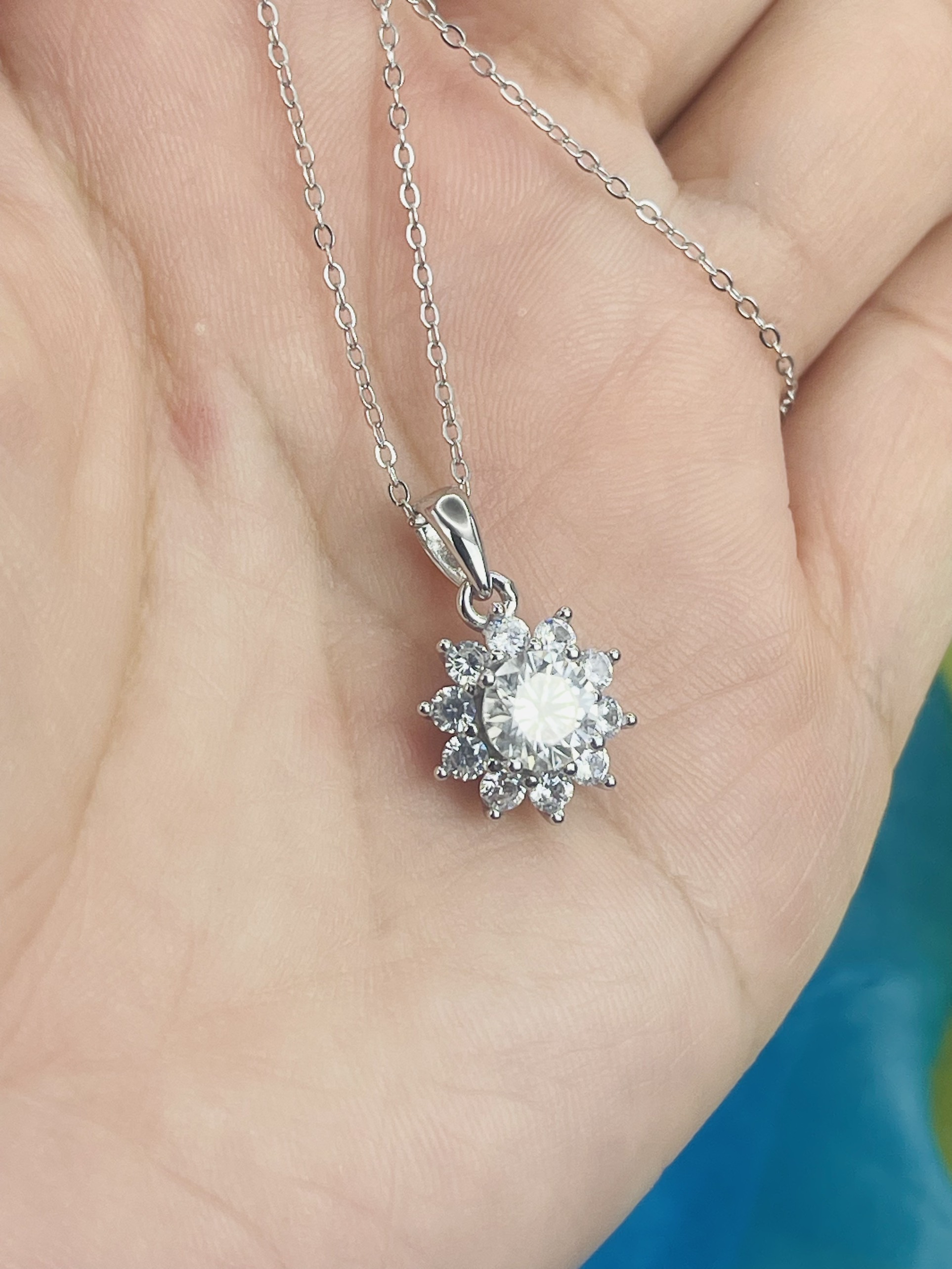 Dây chuyền Moissanite 1ct Kim Cương nhân tạo và Bạc 925 xi Bạch Kim N1177