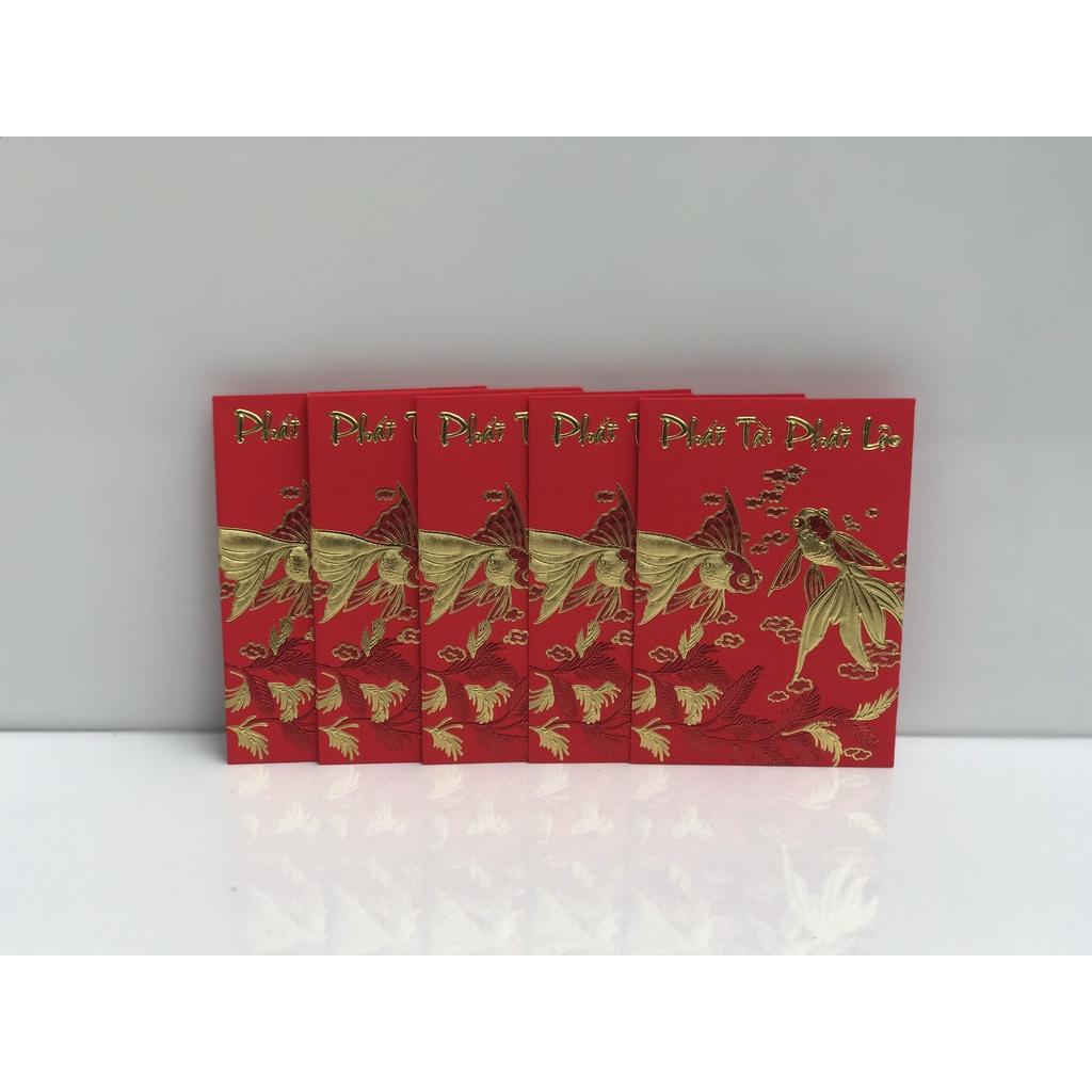 Set 6 bao lì xì đỏ, lixi tết in chữ nổi 3D truyền thống