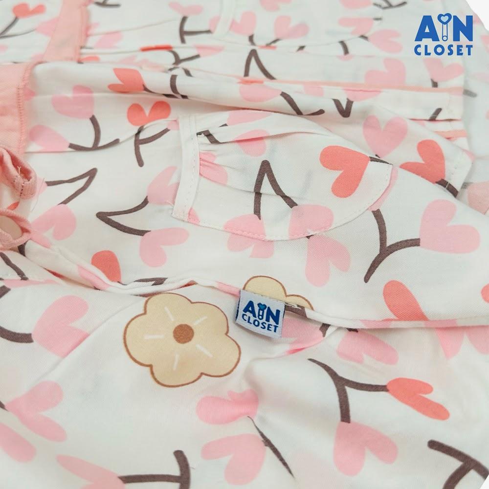 Bộ quần áo Dài tay ngắn bé gái họa tiết Thỏ Trái Tim Hồng cotton - AICDBGY3G8WX - AIN Closet