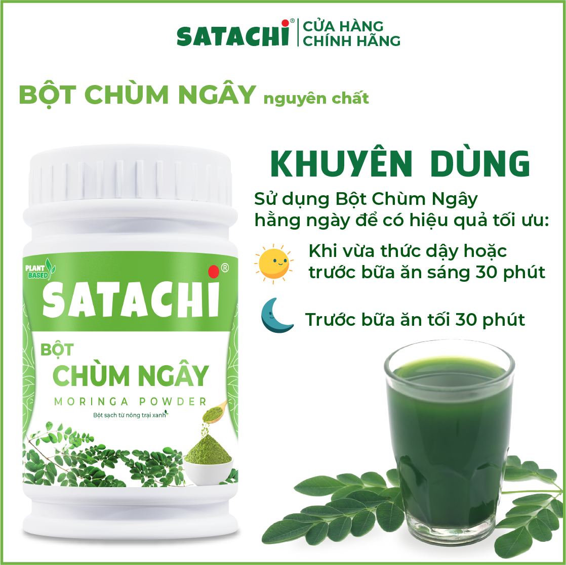 Bột Chùm Ngây SATACHI nguyên chất. Tăng cường Trí Não, bảo vệ Tim Gan, phòng ngừa bệnh Xương Khớp. Hộp 258g