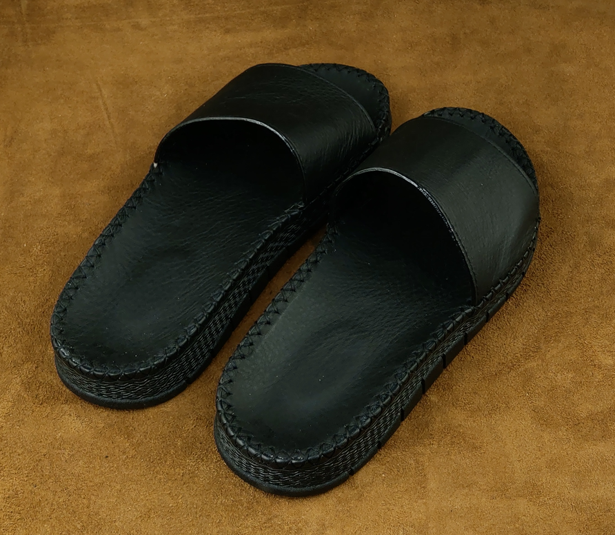 Dép Nam Da Bò Quai Ngang QN002 Phong Cách Đơn Giản Trẻ Trung Chống Trơn Trượt